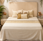 Ivory Opulence Gold Accent Bed Ensemble