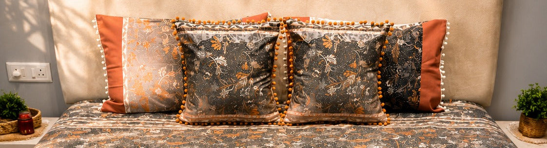 Charcoal Ember Floral Bedsheet Set
