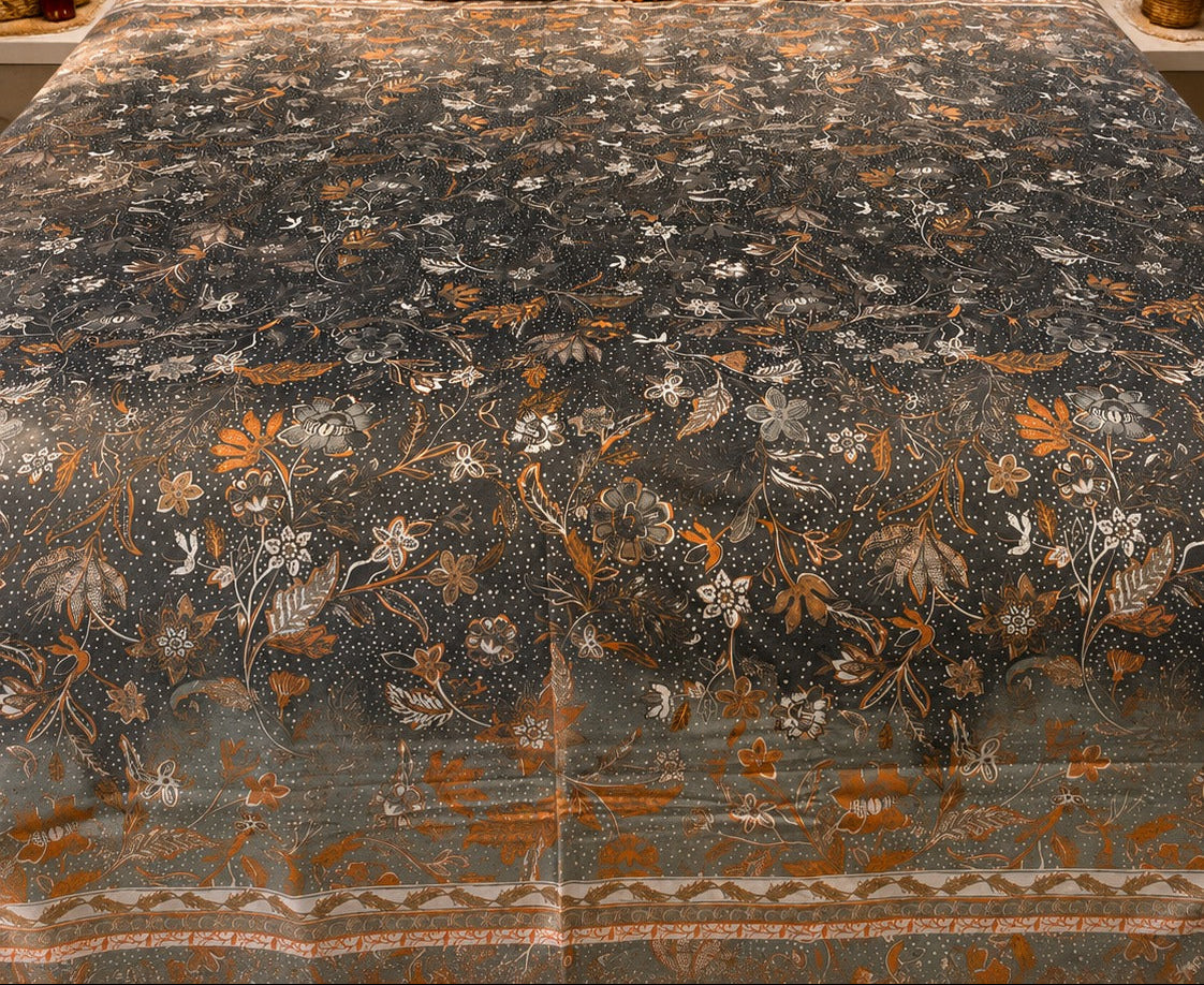 Charcoal Ember Floral Bedsheet Set
