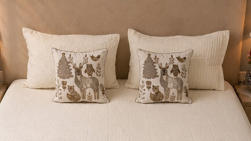Ivory Woodland Quilted Bedsheet Set