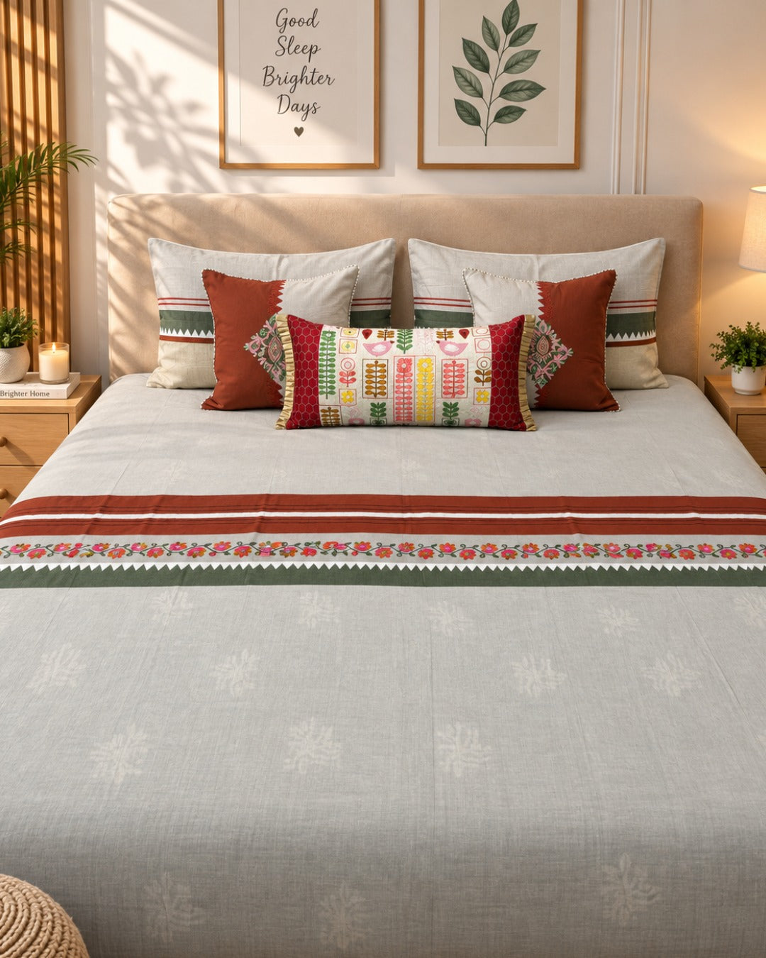 Mustard Bird Floral Bed Ensemble