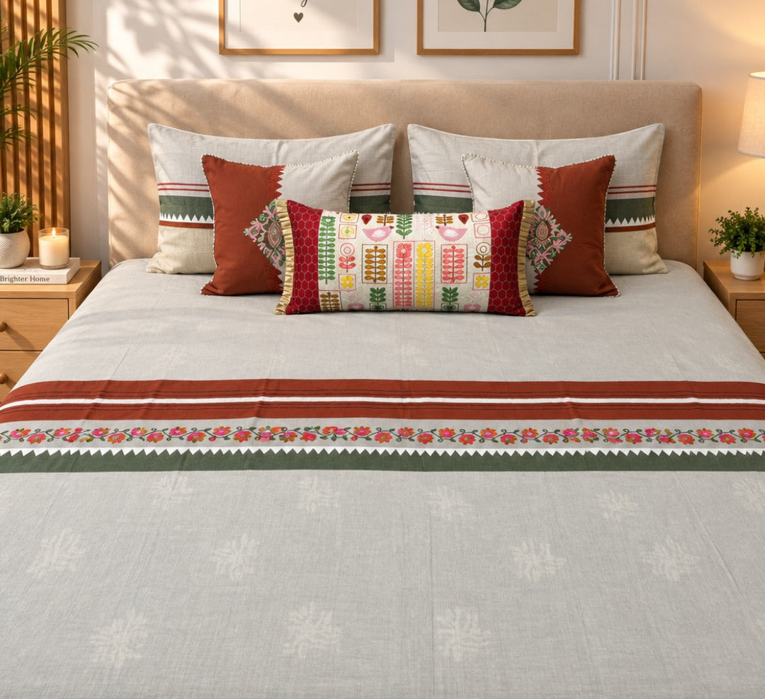 Mustard Bird Floral Bed Ensemble