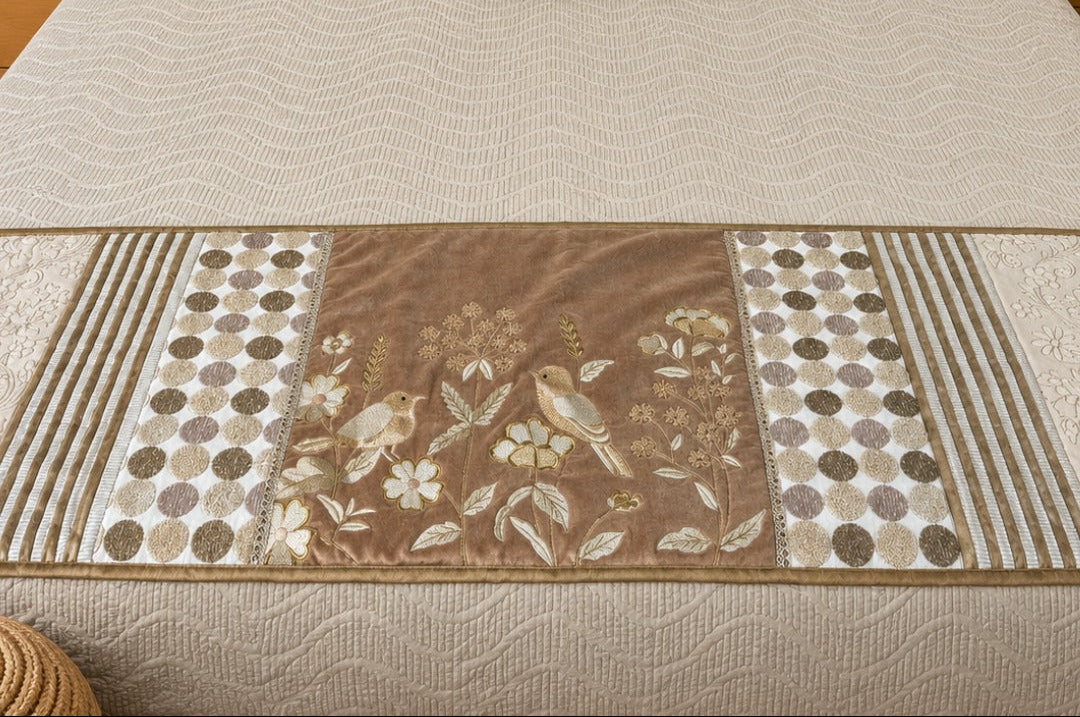 Slate Blue Mustard Floral Bedsheet Set