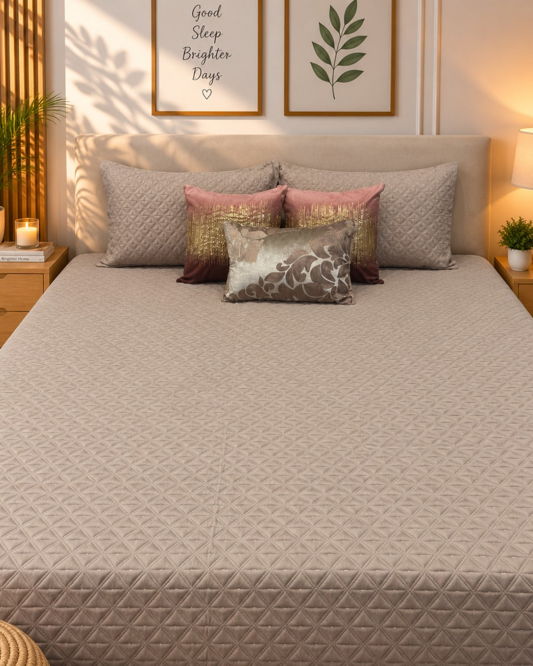 Ivory Woodland Quilted Bedsheet Set