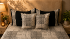 Black and Beige Geometric Bed Ensemble