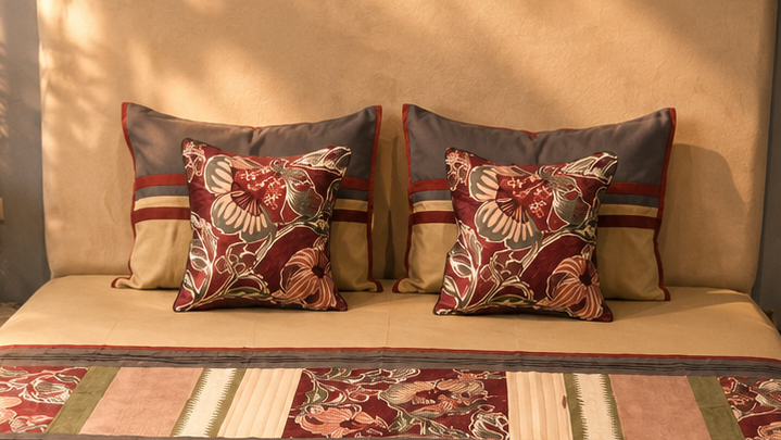 Rust Floral Panel Bed Ensemble