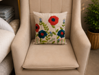 Colourful Floral Embroidered Cushion Cover