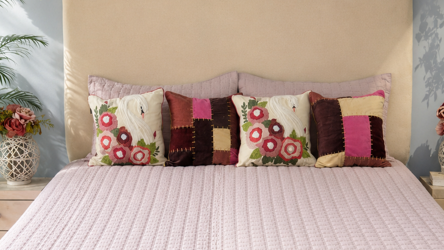 Blush Bloom Quilted Bed Ensemble