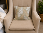 Sage Leaf Embroidered Cushion Cover