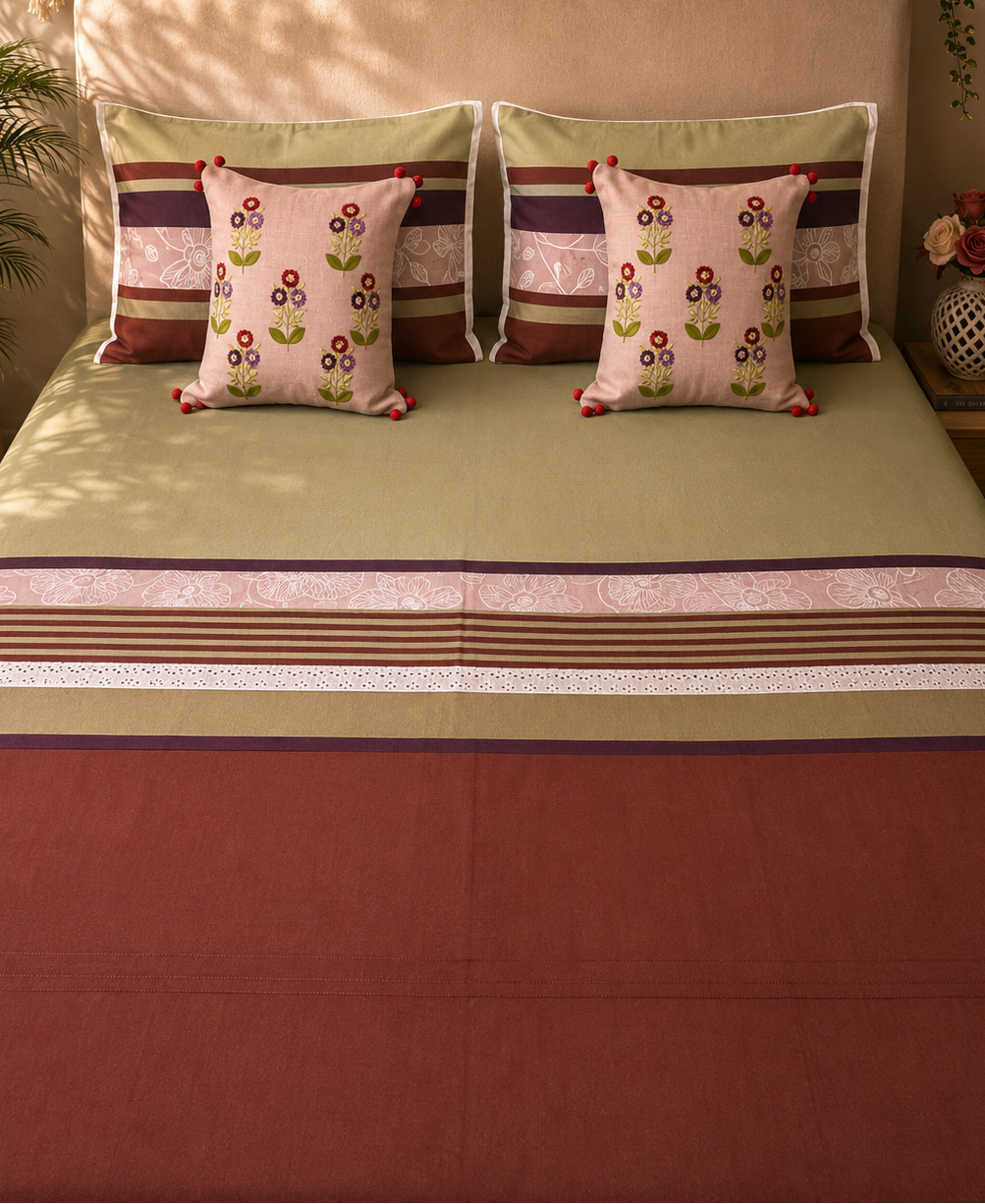 Sage and Rust Floral Bed Ensemble