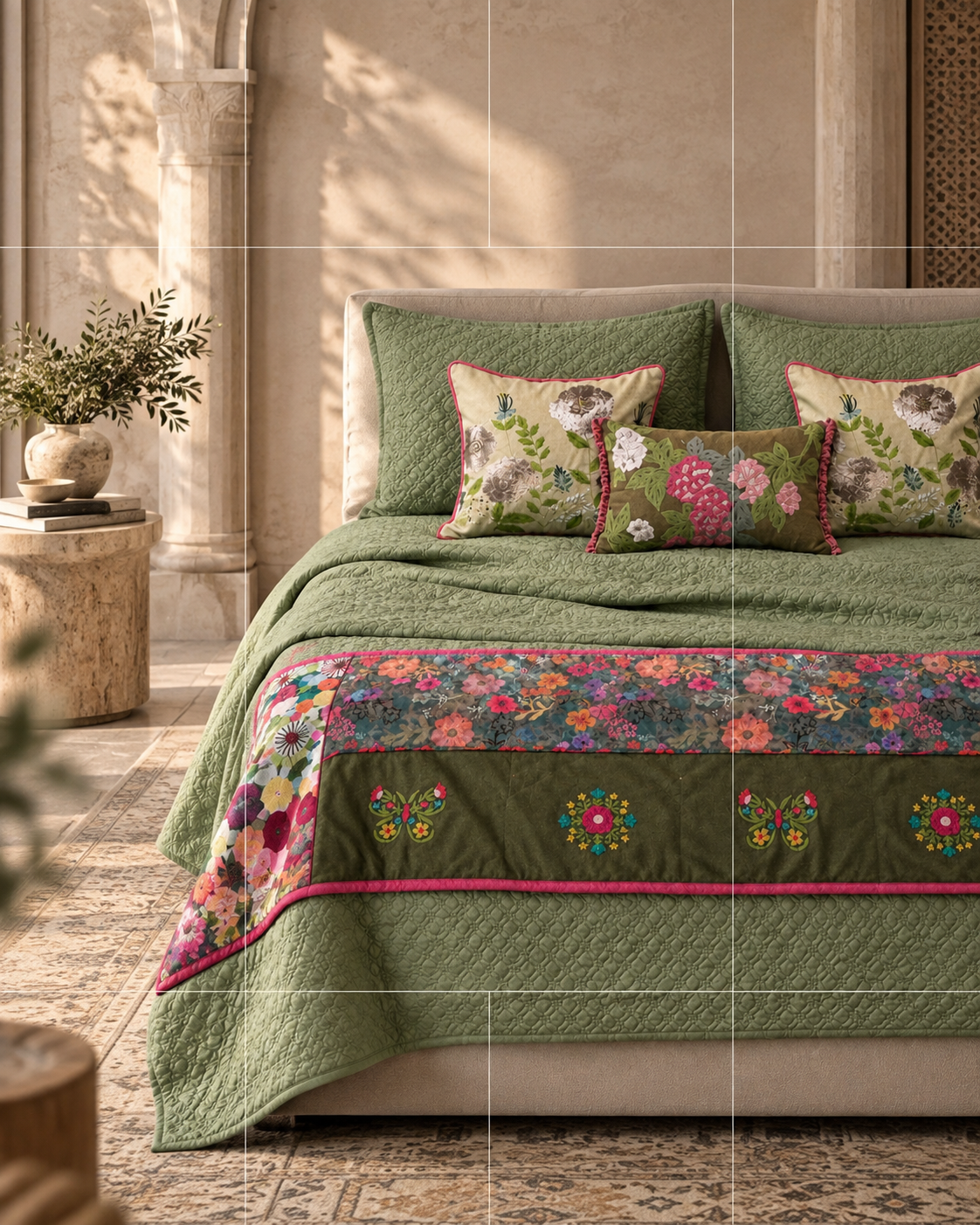 Black and Beige Geometric Bed Ensemble